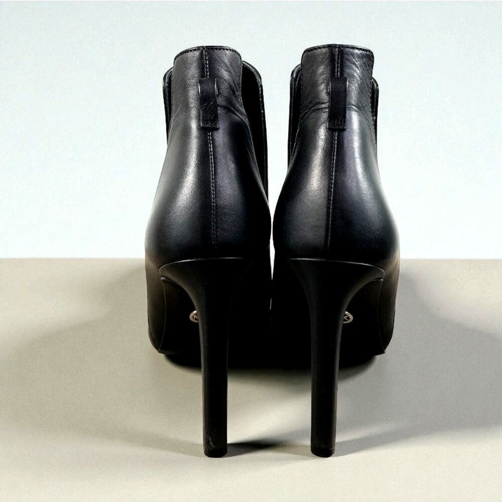MICHAEL Michael Kors Lawson Open Toe Leather Bootie Sz 9 Black High Heel Stylish - Picture 4 of 11